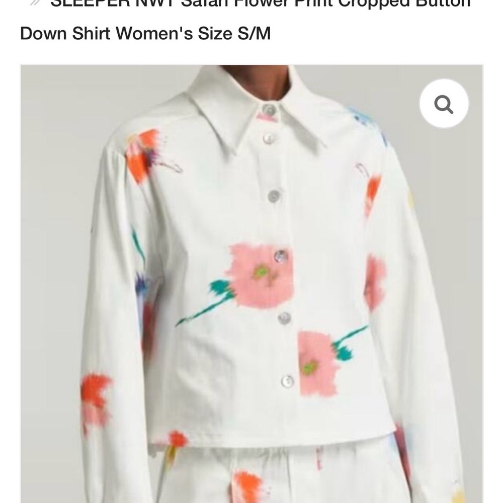 SLEEPER White Floral Button Down Shirt